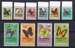 265 TANZANIE 1974 - Y&T 17/26 Service Official - Papillon - Neuf ** (MNH) Sans Charniere - Tanzania (1964-...)