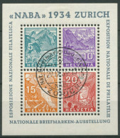 Schweiz 1934 Briefmarkenausstellung NABA 1934 Zürich Block 1 Gestempelt (C28167) - Blocs & Feuillets