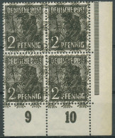 Bizone 1948 Netzaufdruck 36 II A P UR Eckrand-4er-Block Unten Rechts Postfrisch - Nuevos