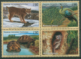 UNO Genf 2001 Gefährdete Tiere Luchs Pfau Schildkröte Affe 409/12 ZD Postfrisch - Unused Stamps