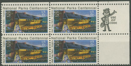 USA 1972 100 J. Nationalparks Wolf Trap Farm 1068 4er-Bl. Mit ZIP Postfrisch - Unused Stamps