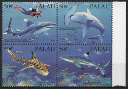 Palau 1993 Fische Haie Taucher 614/17 ZD Postfrisch - Palau