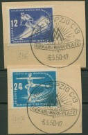 DDR 1950 1. Wintersportmeisterschaften 246/47 Mit Sonderstempel, Briefstücke - Usati