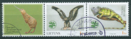 Litauen 2004 Zoologisches Museum Adler Leguan 853/54 ZD Mit Zierfeld Gestempelt - Lituania