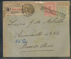 URUGUAY 1925 COVER A BUENOS AIRES - CERTIFICADA Con Muy Buen Matasello RECOMENDADA Aplicada Sobre Los Sellos - Uruguay