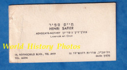 Carte De Visite Ancienne - TEL AVIV , Israel - Monsieur Henri SAFIER - Advocate Notary - Avocat - Rothschild Boulevard - Tarjetas De Visita