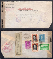 IRAN 1945 Anglo Soviet Censored Cover To USA. Pan-Am Clipper Airmail Label (p314) - Iran