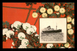 PAQUEBOTS - N.Y.K. LINE S.S. HAKOZAKI MARU - CARTE JAPONAISE ILLUSTREE - Paquebots