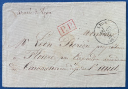 ARMÉE Lettre 22 NOV 1870 Manuscrit ARMÉE De LYON En PP + Dateur T16 Pour CARCASSONNE TTB - Krieg 1870
