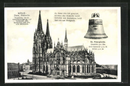 AK Köln, Ansicht Der Südseite Des Doms & St. Petersglocke  - Sonstige & Ohne Zuordnung