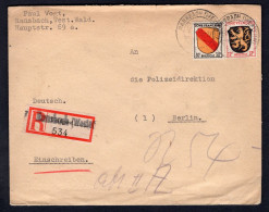 GERMANY Ransbach French Zone 1946 Registered Cover To Berlin. Police Matter (p4033) - Emissioni Generali