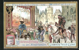 Sammelbild Liebig, Serie: Festlichkeiten Im Mittelalter, Mysterienaufführung In Den Niederlanden  - Liebig