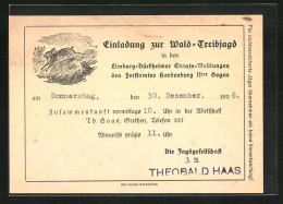 AK Einladung Zur Wald-Treibjagd Am 30.12.1926, Laufender Hase  - Chasse