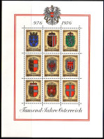 ÖSTERREICH BLOCK 4 POSTFRISCH(MINT) 1000 JAHRE ÖSTERREICH 1976 WAPPEN DER BUNDESLÄNDER - Blocks & Sheetlets & Panes