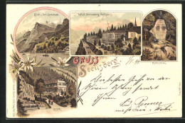 Lithographie Seelisberg, Hotel Sonnenberg, Rütti, Rütli  - Seelisberg