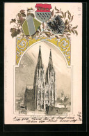 Passepartout-Lithographie Köln, Dom, Stadt-Wappen  - Other & Unclassified