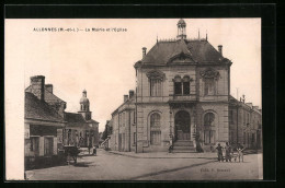 CPA Allonnes, La Mairie Et L`Eglise  - Allonnes