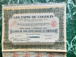 S.A.  Les  TAPIS  De  COGOLIN ------------    Action  De  500 Frs - Textiel