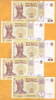 Moldova Moldavie  5 Banknotes = "1 LEI  2005", "1 LEI  2006",  "1 LEI  2010", "1 LEI  2013", "1 LEI  2015" = UNC - Moldavia