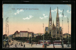 AK Wien, Votivkirche Mit Strasse Schottenring Und Strassenbahn  - Tramways