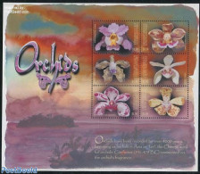Grenada Grenadines 2001 Orchids 6v M/s, Mint NH, Nature - Flowers & Plants - Orchids - Grenade (1974-...)