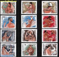 Greece 1986 Olympic Gods 12v, Mint NH, Performance Art - Religion - Music - Greek & Roman Gods - Art - Fairytales - Unused Stamps