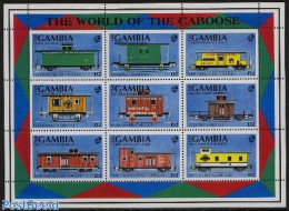 Gambia 1991 Train Wagons 9v M/s (9x2d), Mint NH, Transport - Railways - Trains