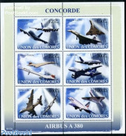 Comoros 2008 Concorde 6v M/s, Mint NH, Transport - Concorde - Aircraft & Aviation - Concorde