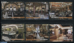 Portugal 2016 Historical Cafes 6v, Mint NH, Art - Architecture - Unused Stamps