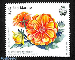 San Marino 2023 Diplomatic Relations With Mexico  1v, Mint NH, Nature - Flowers & Plants - Nuevos