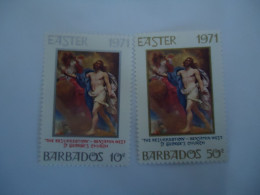 BARBADOS MNH SET 2 STAMPS   EASTER 1971  2 SCAN - Pascua