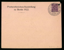 Briefumschlag Berlin, Postwertzeichen-Ausstellung 1922, Ganzsache 2 Pfg.  - Briefmarken (Abbildungen)