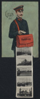 Leporello-AK Hamburg, Briefträger Mit Ansichten In Der Posttasche, St. Pauli-Navigationsschule, Wandrahms-Brücke  - Poste & Postini
