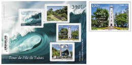 French Polynesia Polynesie 2023 Tour To Tahiti Lighthouse Pointe Vénus Stamp And Block MNH - Leuchttürme