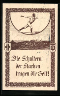 Künstler-AK Gotha, 20. Westthüringer Gauturnfest 1921, Die Schultern Der Starken Tragen Die Zeit  - Autres & Non Classés