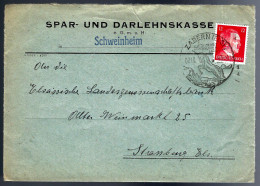 LETTRE DE SCHWEINHEIM POSTÉ À SAVERNE - 1943 - POUR STRASBOURG - Other & Unclassified