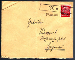 LETTRE AVEC CACHET LINÉAIRE D'ANZIG (ANCY)  SUR 12pf SURCHARGE LOTHRINGEN 1941 POUR HAGUENAU - Andere & Zonder Classificatie