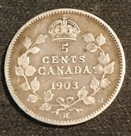 CANADA - 5 CENTS 1903 H - Heaton - Argent - Silver - Édouard VII - Couronne Impériale - KM 13 - Canada