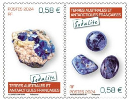 TAAF France 2024 Sodalite Minerale Strip Of 2 Stamps MNH - Nuovi