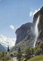 AK 212672 SWITZERLAND - Lauterbrunnen - Staubachfall - Kirche Und Großhorn - Lauterbrunnen