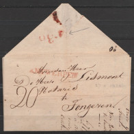 L.datée 27 Avril 1828 De ANTWERPEN Pour Notaire à TONGEREN - Griffe "ANTWERPEN" - Port "20" - Cachet De Départ "4-30" Au - 1815-1830 (Periodo Holandes)