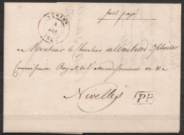 L.datée 3 Juillet 1846 De WAUTHIER-BRAINE - Càd TUBIZE /4 JUIL 1846 Pour NIVELLES - [PP] - [SR] & Boîte "F" Au Dos (rarr - 1830-1849 (Onafhankelijk België)