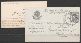 Env. Carte Visite Entête Centrale Des Œuvres De Don Bosco Affr.N°527 Càd MOUSCRON /-9-1.1945/ MOESKROEN Pour IXELLES - 1935-1949 Piccolo Sigillo Dello Stato