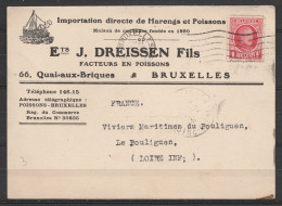 CP. Entête Facteurs En Poissons Affr.N°256 Flam. BRUXELLES /18 MARS 1931 Pour LE POULIGEN (France) - 1922-1927 Houyoux