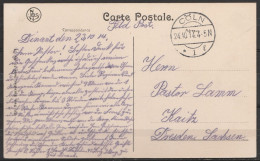 CP Dinant - Feldpost De DINANT 23-10-1914 Càpt CÖLN /24.10.1914 Pour DRESDEN - Army: German