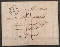 L. Datée 1837 Càd T18 AERSCHOT /24 VII Pour Bureau Restant à DINANT - Port "4" (au Dos: Càd DINANT) - 1830-1849 (Belgique Indépendante)