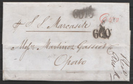 L. Datée 13 Décembre 1876 De LONDRES Pour PORTO Par Bateau S/S MARCASITE - Port "600" Au Tampon Et Man. - Postmark Collection