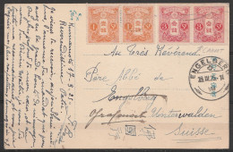 Japon - CP BEPPU De KUMAMOTO 17-3-1925 Affr. 8Sn (dont Tp Carnet) Pour ENGELBERG (Suisse) Réexpédiée - Brieven En Documenten