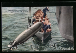 AK Rescuing A Torpedo After Practice By USS Utah  - Guerra
