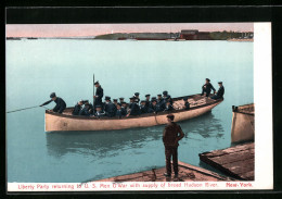AK New York, Liberty Party Returning To US Men O`War With Supply Of Bread Hudson River  - Guerra